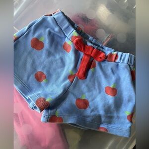 TBBC The Beaufort Bonnet Co Blue Shorts with Red Apple Print